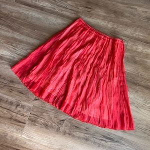 Nic + Zoe stunning coral red skirt sheer with pleats, fully lined size 10